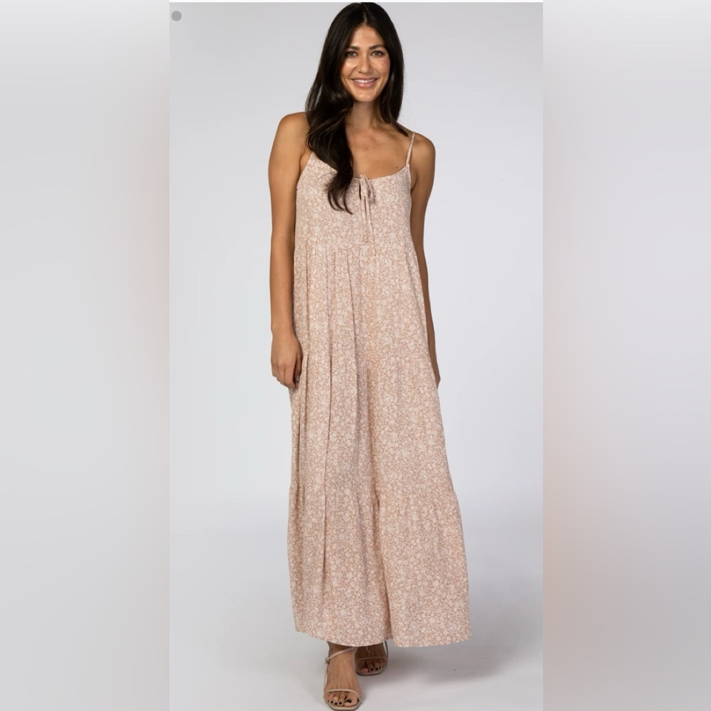 Dress Forum Light Mauve Floral Tiered Maxi Dress - size M
